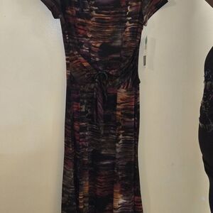 Chic Women's Midi Dress in Purple and Brown